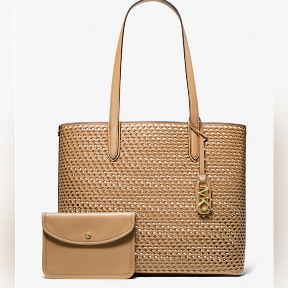MICHAEL KORS Eliza Extra-Large Hand-Woven Leather Tote Bag NWOT